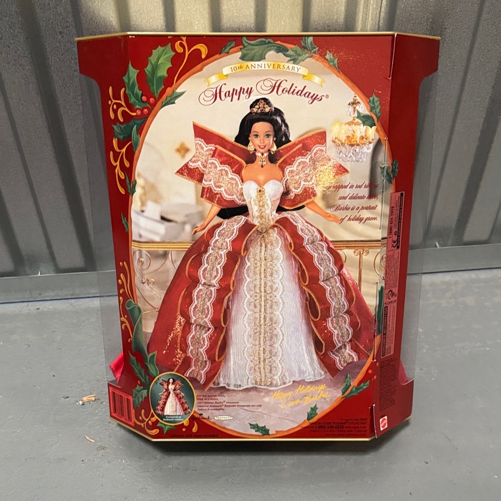 1997 Blonde Barbie Happy Holidays Special Edition Doll 10th anniversary - Picture 4 of 6